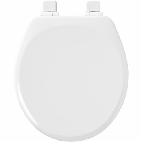 Mayfair White Round Enameled Wood Toilet Seat Perspective: back