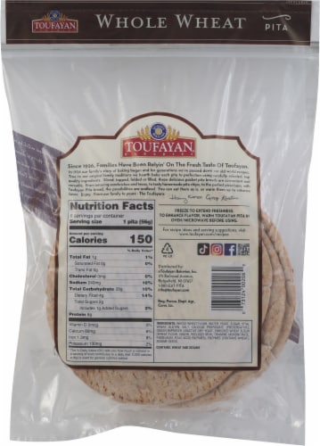 Toufayan Whole Wheat Pita Loaves 6 Count Perspective: back