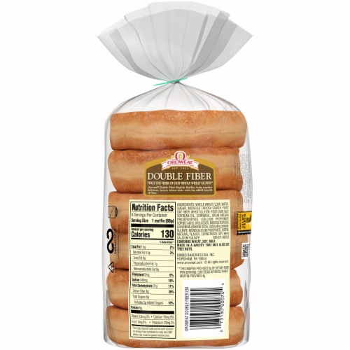 Oroweat Double Fiber English Muffins Perspective: back