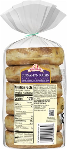 Oroweat Cinnamon Raisin Sliced English Muffins Perspective: back