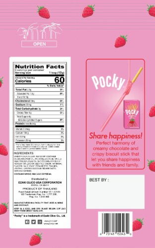 Pocky® Strawberry Cream Covered Biscuit Sticks Perspective: back