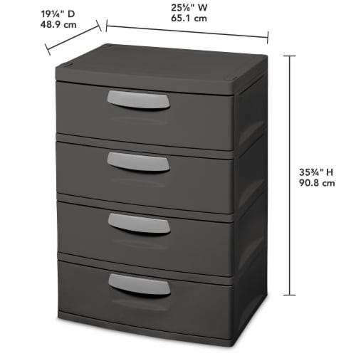 Sterilite 4-Drawer Plastic Storage Unit - Grey Perspective: back