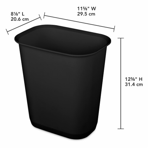 Sterilite 3 Gallon Plastic Rectangular Trash Can - Black Perspective: back