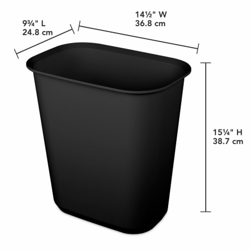 Sterilite Rectangular Wastebasket- Black Perspective: back