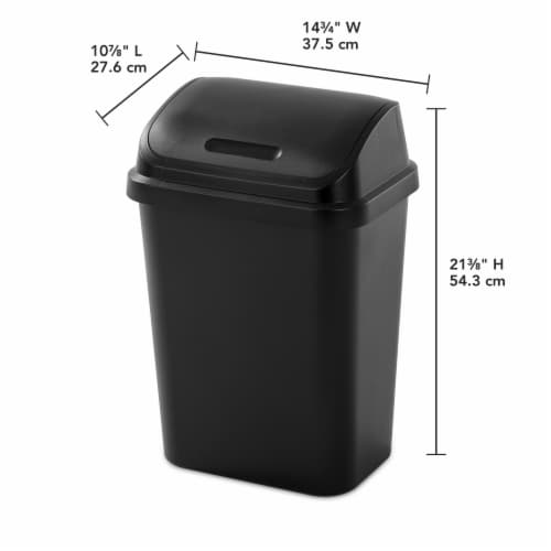 Sterilite Plastic SwingTop Trash Can - Black Perspective: back