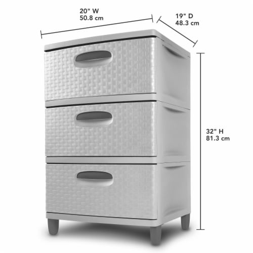 Sterilite 3 Drawer Weave Tower Drawers - Cement Perspective: back