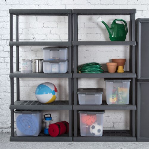 Sterilite 5-Tier Shelving Unit - Flat Gray Perspective: back