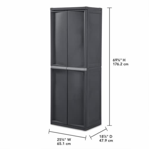 Sterilite Adjustable 4-Shelf Storage Cabinet With Doors, Dark Gray Perspective: back