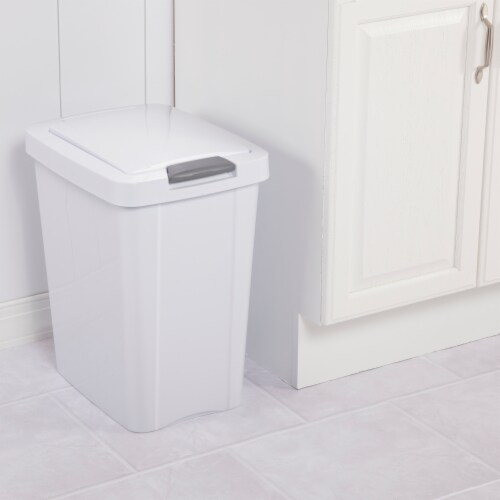 Sterilite Touch Top Trash Can - White Perspective: back