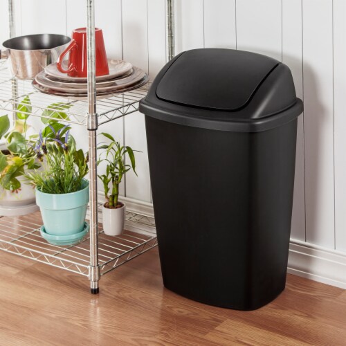Sterilite Swing Top Trash Can - Black Perspective: back