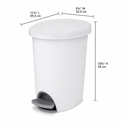 STERILITE 2.6 GALLON ULTRA STEP-ON WASTEBASKET - WHITE Perspective: back