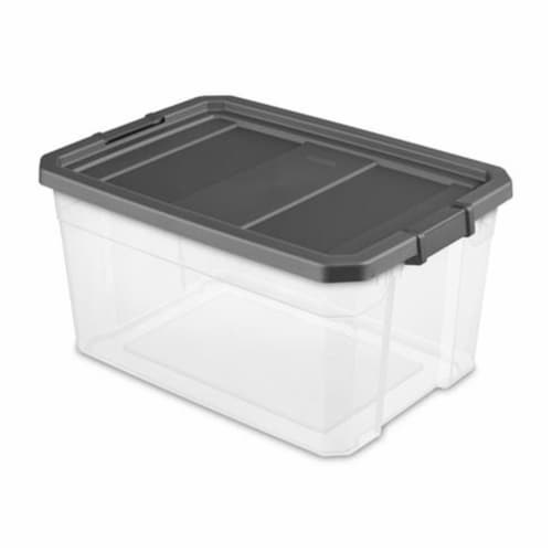 Sterilite 76 Qt Plastic Home Storage Bin Organizing Tote with Latching Lid, Grey Perspective: back