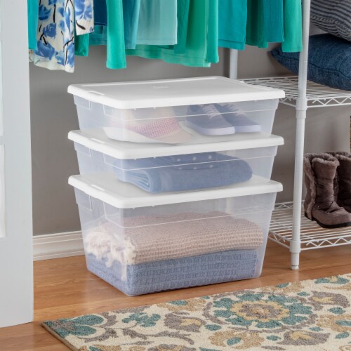 Sterilite® 56 Quart Storage Box - Clear with White Lid Perspective: back