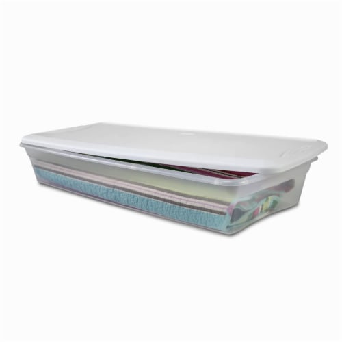 Sterilite Under-the-Bed Storage Box with Lid - Clear/White Perspective: back