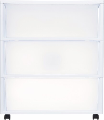 Sterilite 3-Drawer Wide Cart - White Perspective: back