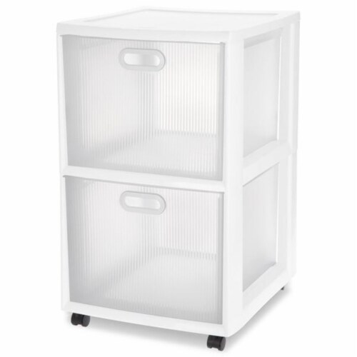 2-Pack Sterilite 36208002 Ultra 2 Drawer Plastic Rolling Storage Container Perspective: back