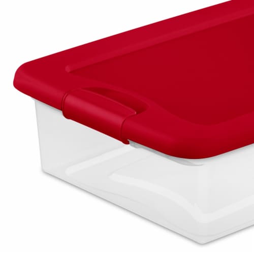 Sterilite 32 Quart Latch Box - Red Lid Perspective: back