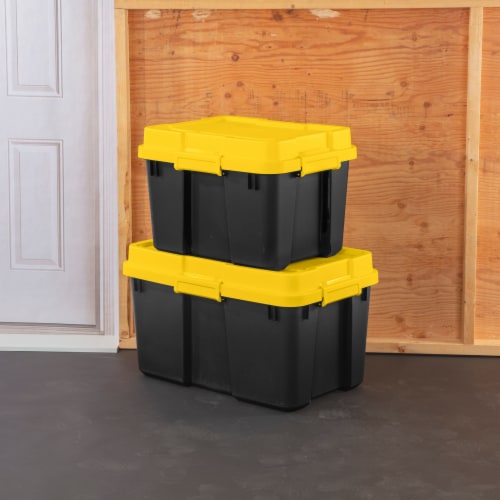 Sterilite 19 Gallon Stacker Tote Plastic, Yellow Lily 