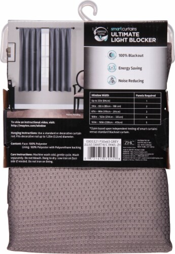Maytex Smart Curtains™ Julius Ultimate Light Blocker Window Panel - Gray Perspective: back