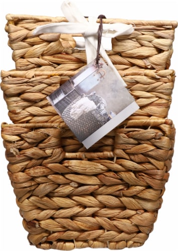 Maytex Mills Natural Havana Water Hyacinth Rectangular Tapered Basket Perspective: back