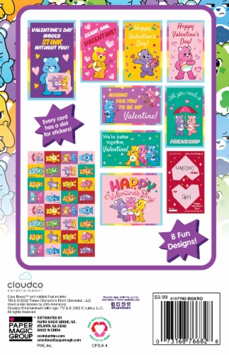 Paper Magic Care Bears™ Valentines with Stickers & Heart Seals Perspective: back