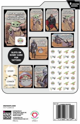 Paper Magic Star Wars™ The Mandalorian Valentines with Tattoos & Heart Seals Perspective: back