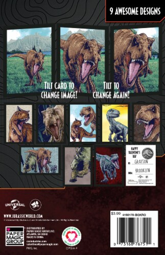 Paper Magic Group® Jurassic World Lenticular Valentine Cards Perspective: back