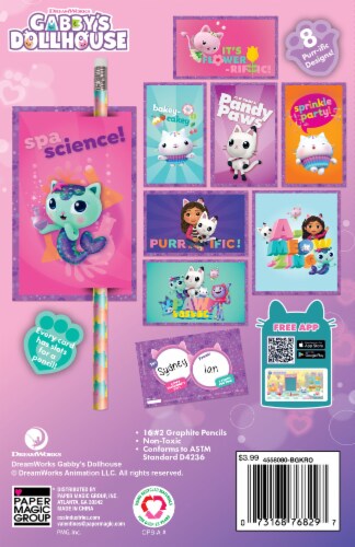 Paper Magic DreamWorks Gabby's Dollhouse Valentines with Pencils Perspective: back