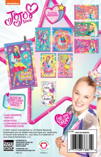 Paper Magic Group® Nickelodeon JoJo Siwa™ Valentine Cards with Pencils Perspective: back