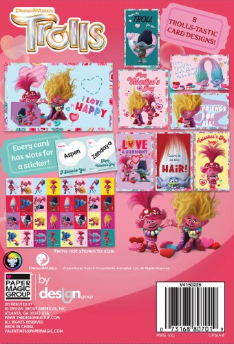DreamWorks Trolls Valentine's Stickers Perspective: back