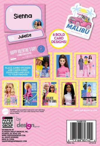 Barbie Die Cut Valentine's Jumbo Stickers Perspective: back