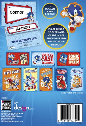 Sonic Die Cut Valentine's Jumbo Stickers Perspective: back