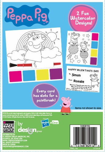 Peppa Pig Valentine's Watercolor with Paint Brushes Perspective: back