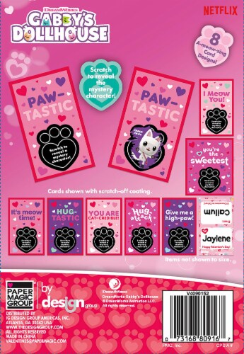 Netflix DreamWorks Gabby's Dollhouse Valentine's Scratch Heart Seals Perspective: back