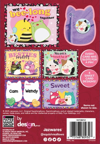 Original Squishmallows™ Valentine's Pins Perspective: back
