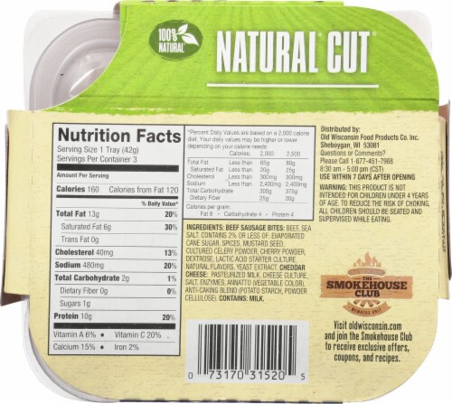 Old Wisconsin Natural Cut® Beef & Cheddar Snack Tray Perspective: back