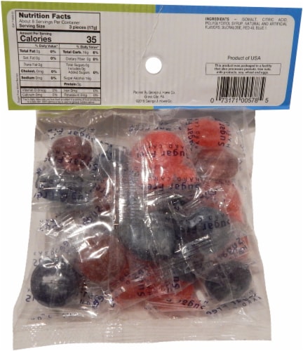 George J Howe Company Sugar Free Mixed Berry Buttons Candy Perspective: back