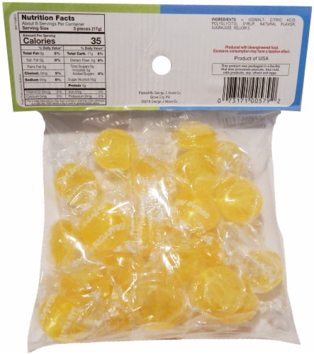 George J Howe Company Sugar Free Lemon Buttons Candy Perspective: back