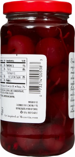 Mezzetta Maraschino Cherries with Stems Topping Perspective: back
