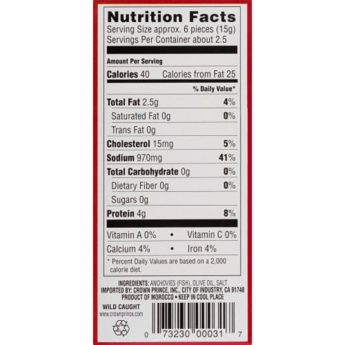 Crown Prince® Premium Flat Anchovies In Olive Oil Perspective: back