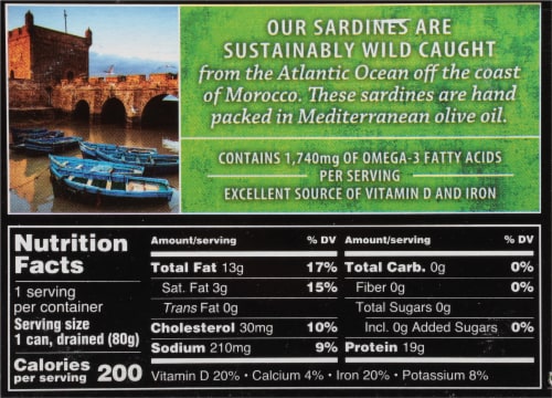 Crown Prince Skinless & Boneless Sardines in Olive Oil Perspective: back