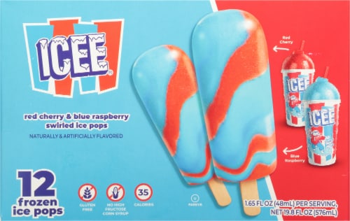 Icee® Swirled Red Cherry & Blue Raspberry Frozen Ice Pops Perspective: back