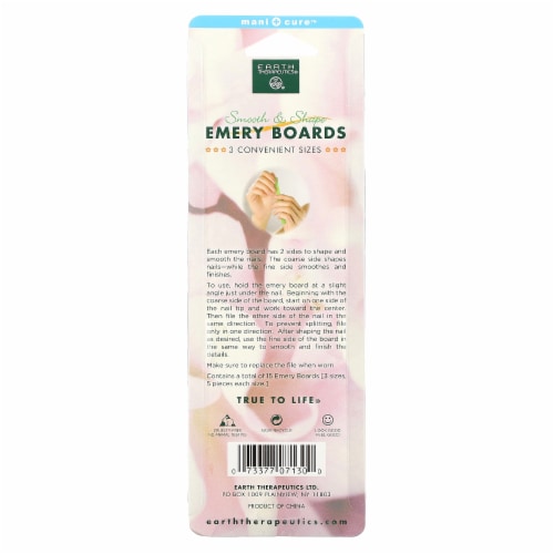 Earth Therapeutics Smooth and Shape Emery Boards - 15 Files Perspective: back