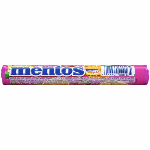 Mentos Fruit Flavored Chewy Mint Candy Roll Perspective: back
