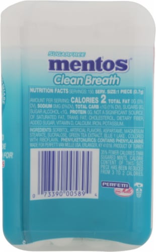 Mentos® Sugar Free Clean Breath Intense Wintergreen Hard Mints Perspective: back