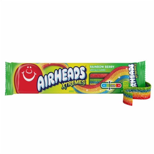 Airheads Xtremes Sweetly Sour Rainbow Berry Flavor Candy Belts Perspective: back