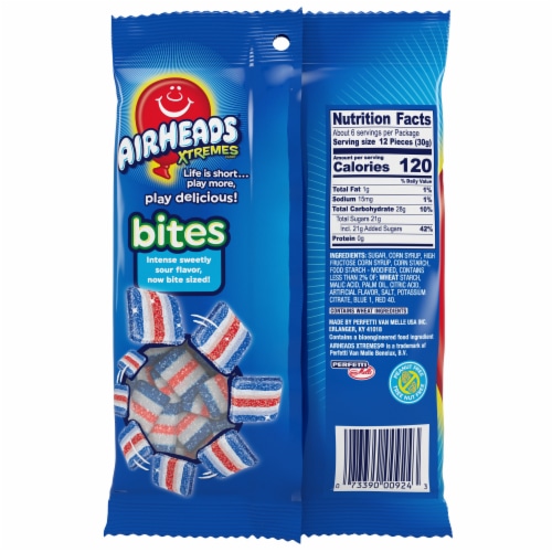 Airheads® Xtremes Bites Bluest Raspberry Sweetly Sour Candy Perspective: back