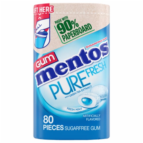 Mentos Pure Fresh Sugar Free Fresh Mint Flavored Chewing Gum Perspective: back