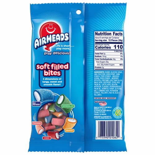 Airheads® Soft Filled Bites Original Fruit Flavors Candy Perspective: back