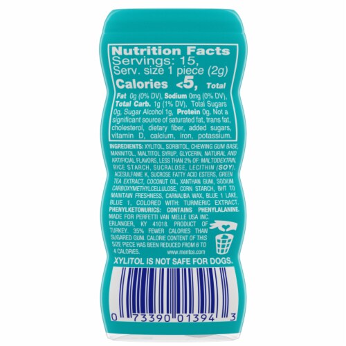 Mentos® Pure Fresh Wintergreen Chewing Gum Pocket Bottle Perspective: back